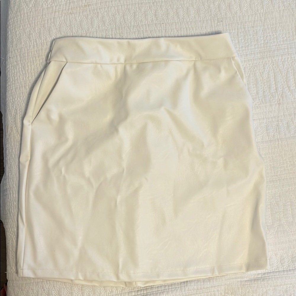 White pleather skirt